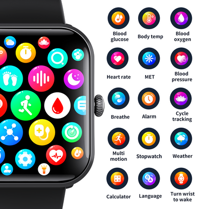 Blood Sugar Glucose Monitor Smart Watch for Diabetics SOS Emergency Alarm Call-4