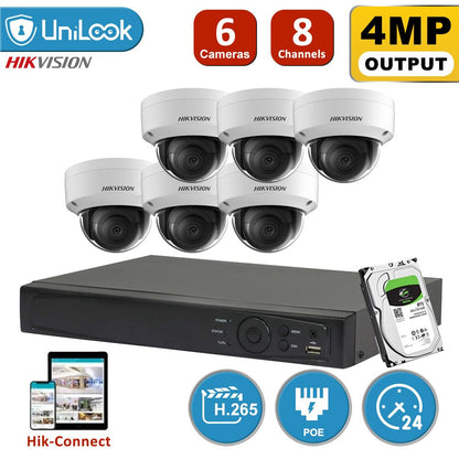 Hikvision CCTV Camera System 4MP POE IP Outdoor Camera 30m IR 8CH H.265+ NVR